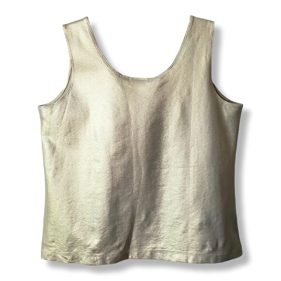 Chicos Women Metallic Gold Tank Top L 2 Minimal Modern Career Cocktail Event NEW - Picture 5 of 7